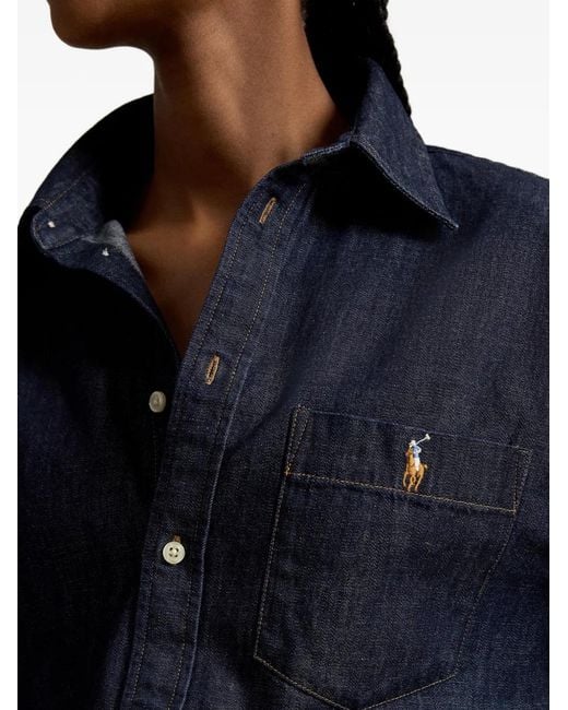 Polo Ralph Lauren Blue Logo-Embroidered Pocket Shirt