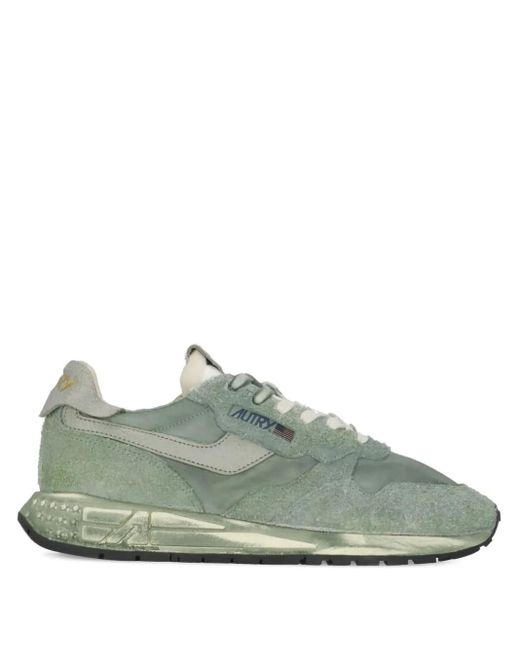 Autry Green Reelwind Metallic-Panel Suede Sneakers for men