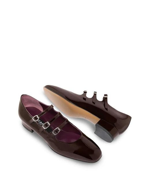 CAREL PARIS Brown Ariana Triple-Strap Ballet Flats