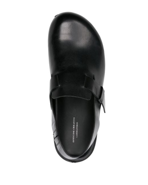 Officine Creative Black Agora Leather Sandals for men