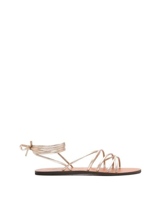 Manebí White Lace-Up Flat Sandals