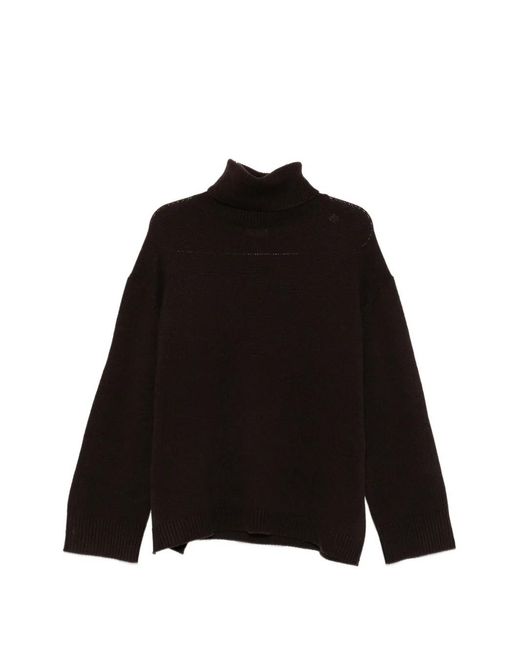 Allude Black Drop-Shoulder Sweater