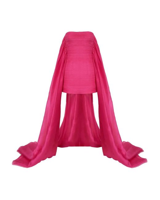 Carolina Herrera Pink Organza-Train Mini Dress