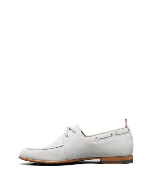 Thom Browne White Brogue-Detail Suede Loafers