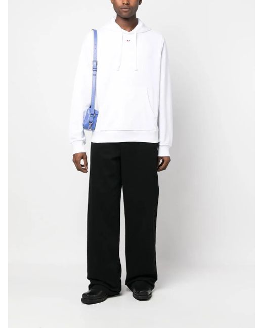 DIESEL White Logo-print Pullover Hoodie for men