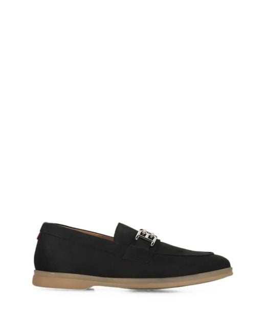 Bally Black Logo-Plaque Leather Loafers for men