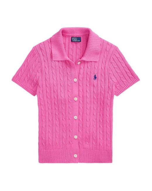 Polo Ralph Lauren ケーブルニット ショートスリーブトップ Pink