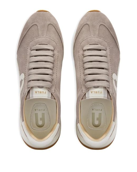 Furla White Retrò Logo-Detail Lace-Up Sneakers