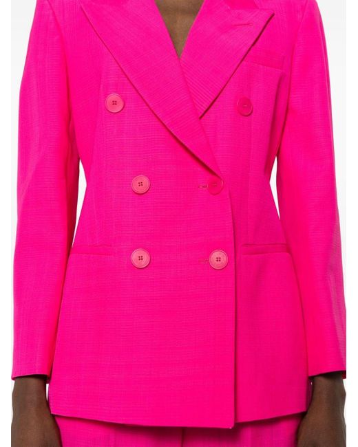 Sandro Pink Double-breasted Cotton Blazer