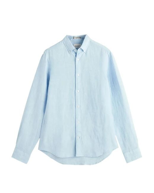 Gant Blue Button-Down Long-Sleeved Shirt for men