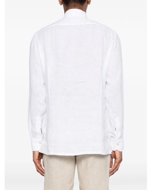 Kiton White Nerano Pocket Button Shirt for men