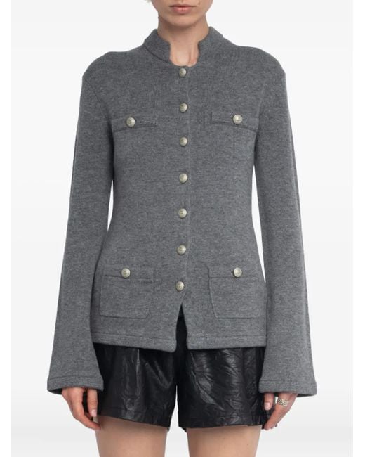 Zadig & Voltaire Gray Mélange-Effect Cardigan