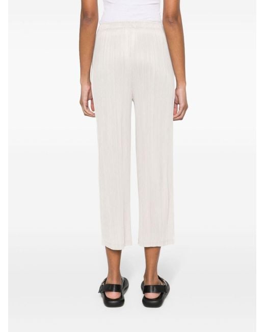 Pantalon droit à design plissé Pleats Please Issey Miyake en coloris White