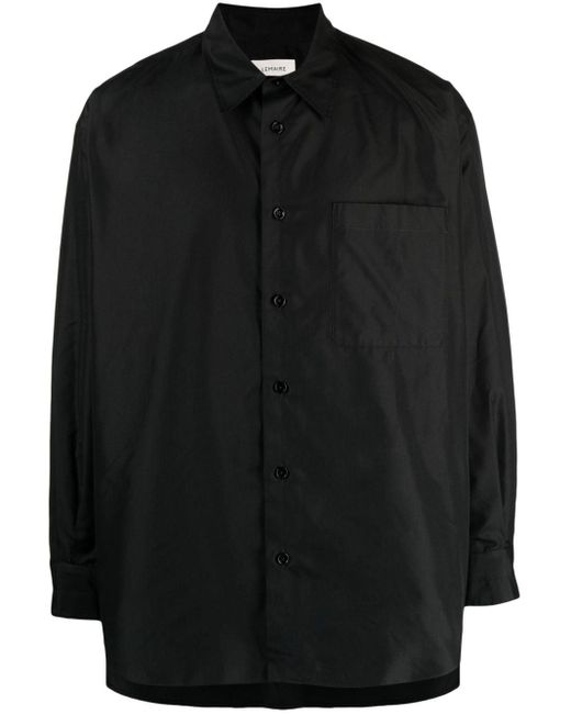 メンズ Lemaire ポインテッドカラー シルクシャツ Black