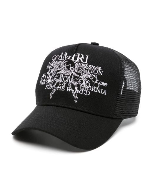 Amiri Black Cherub Cotton Trucker Hat for men