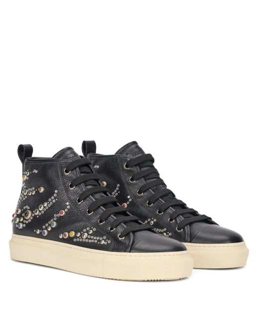 Roberto Cavalli Black Stud-Embellished High-Top Sneakers for men