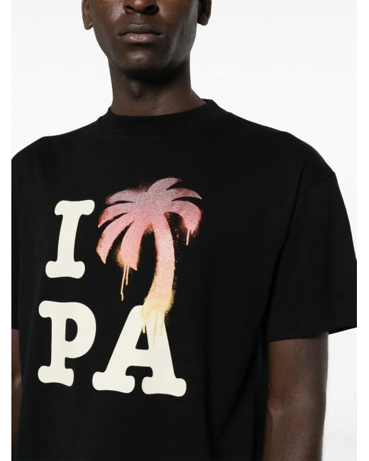 Palm Angels T-Shirt mit Rundhalsausschnitt und Aufdruck in Black für Herren