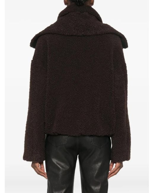 Sportmax Black Faux-Shearling Buckled-Collar Jacket
