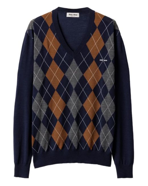Jersey con motivo de rombos Miu Miu de color Blue