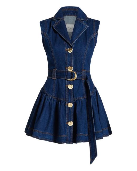 Aje. Blue Elena Belted Mini Dress