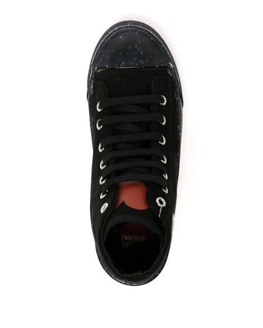 Love Moschino Black Logo-Patch High Top Sneakers