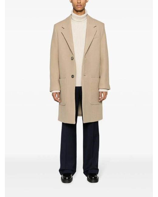 AMI Natural Ami Paris Wool Singlebreasted Coat for men