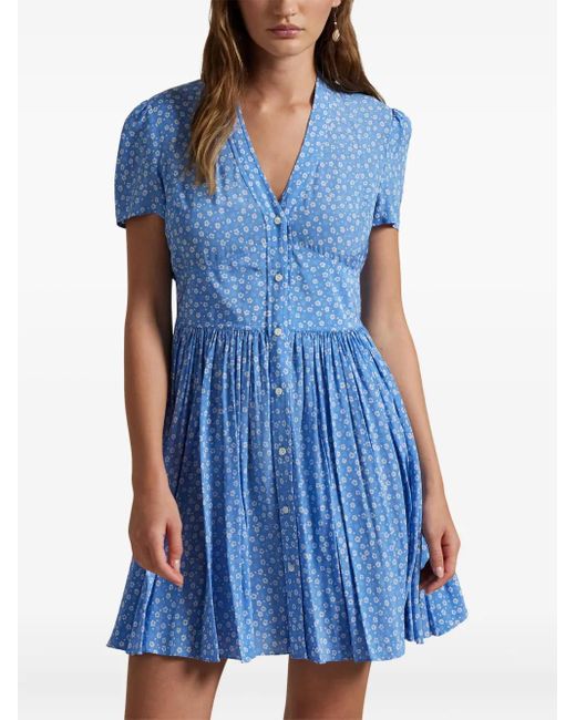 Polo Ralph Lauren Blue Floral-Print Minidress