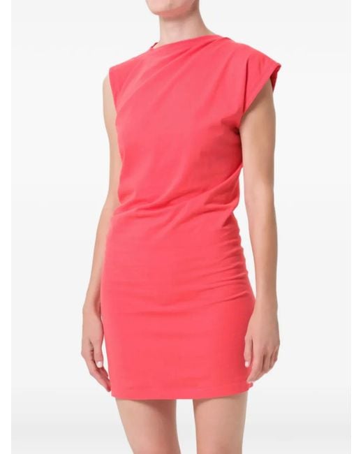 Agolde Pink Robe Courte Beth Sans Manches Froncée