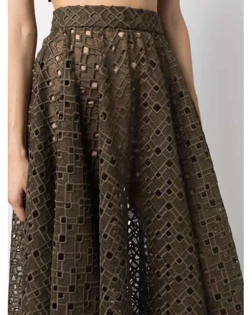 Atu Body Couture Green Pleat-Detail Eyelet-Detail Skirt