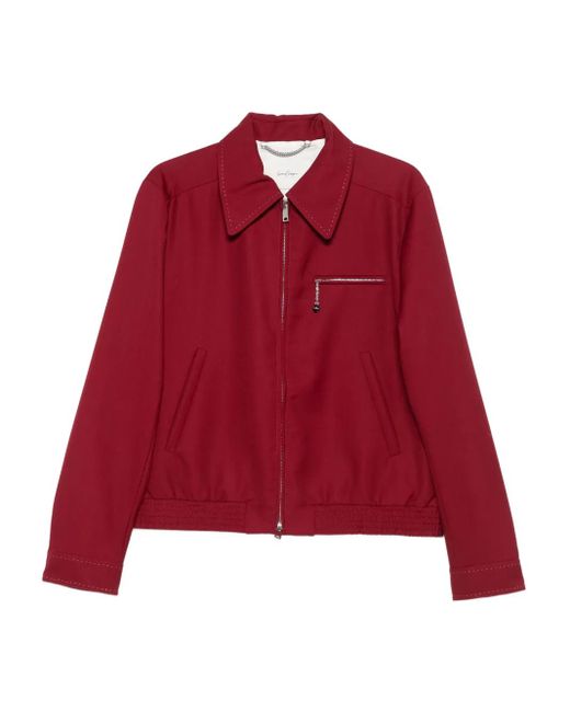 Second/Layer Red Zip-fastening Stitched-detail Jacket for men