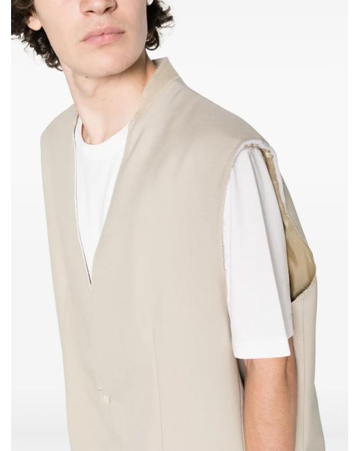 MM6 by Maison Margiela Natural Single-breasted V-neck Waistcoat for men