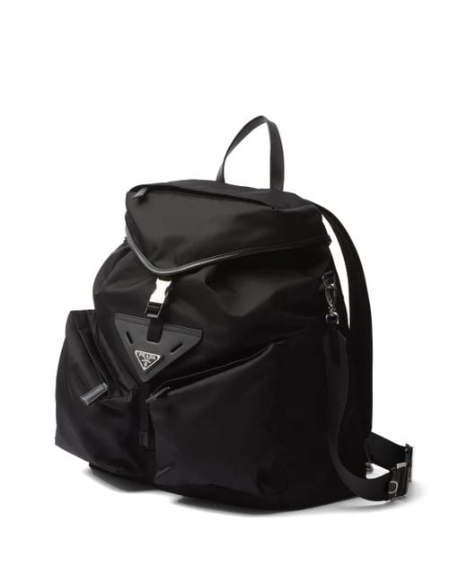 Prada Re-Nylon Rucksack Mit Lederbesatz in Black für Herren