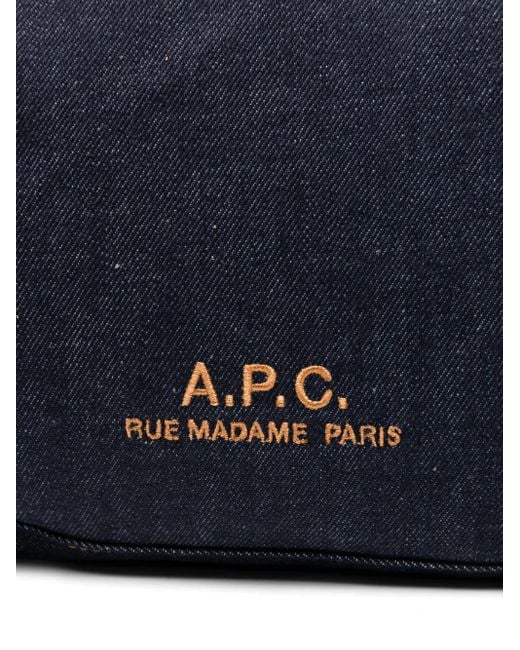 A.P.C. Blue A. P.C. Cotton Shoulder Handbag With Embroidered Logo