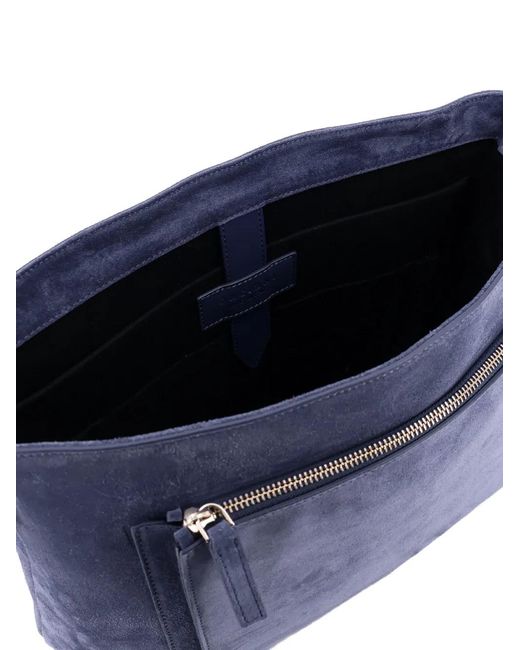 Orciani Blue Engraved Logo Flap Shoulder Bag for men