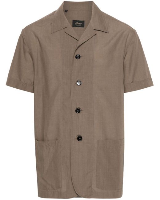Brioni Overhemd Met Korte Mouwen in het Brown voor heren
