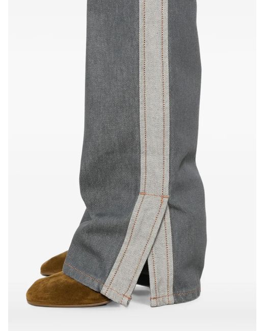 Sportmax Gray Side-Stripe Split-Hem Jeans