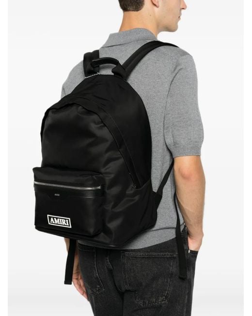 Amiri Black Logo-Patch Zip-Fastening Backpack for men