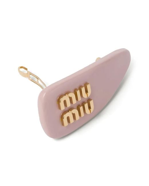 ヘアアクセサリー Miu Miu Hairclip in patent leather Miu Miu Patent Leather Hair Clip In Alabaster Pink | ModeSens