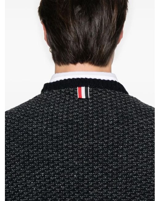 Maglione Con Dettaglio A 4 Righe di Thom Browne in Black da Uomo