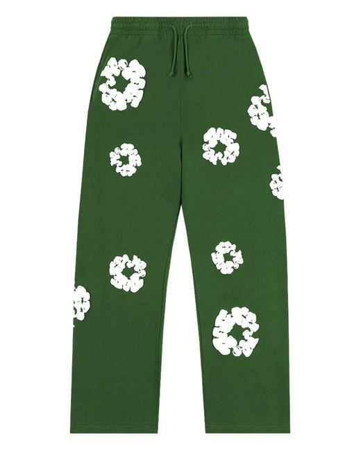 DENIM TEARS Green Wreath-Print Track Pants for men