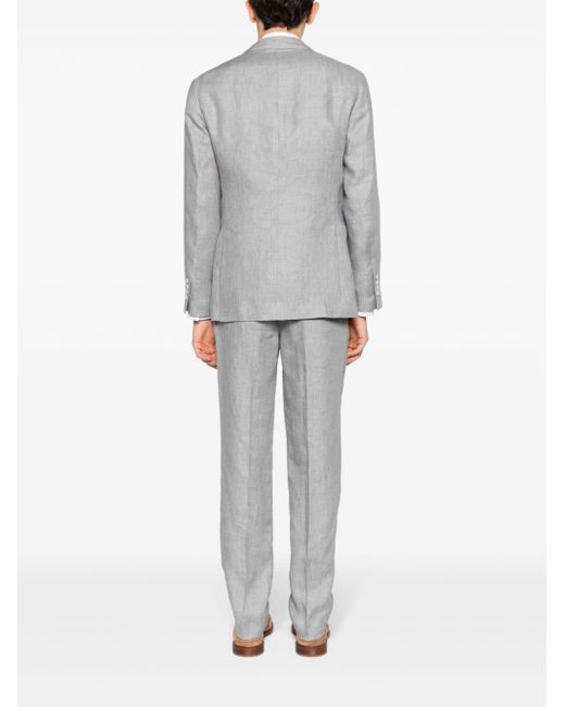 Brunello Cucinelli Gray Single-breasted Linen Suit for men