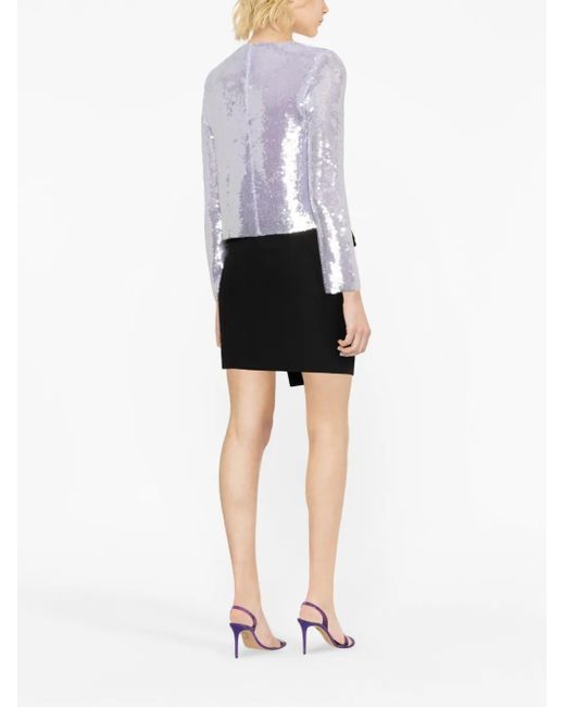 Self-Portrait Blue Sequin Long-Sleeve Top