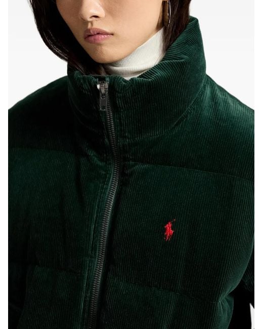 Polo Ralph Lauren Green Corduroy Puffer Coat