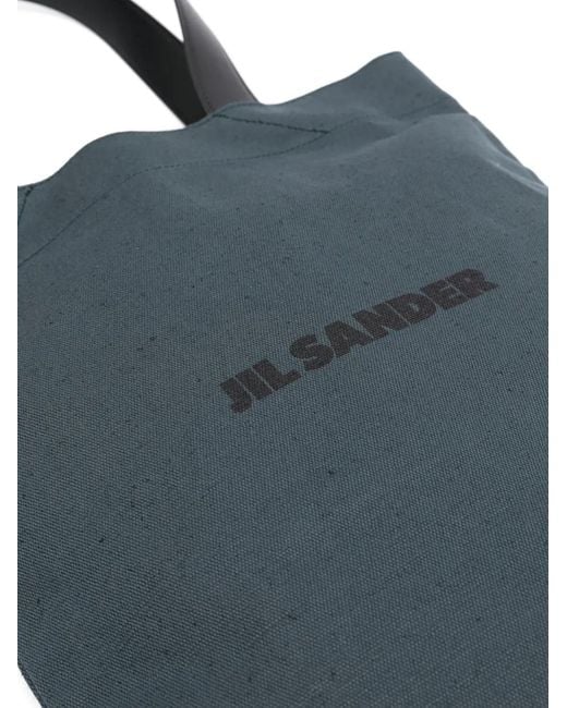 Jil Sander Black Logo-Print Canvas Tote Bag