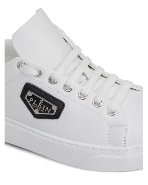 Philipp Plein White Iconic Leather Sneakers