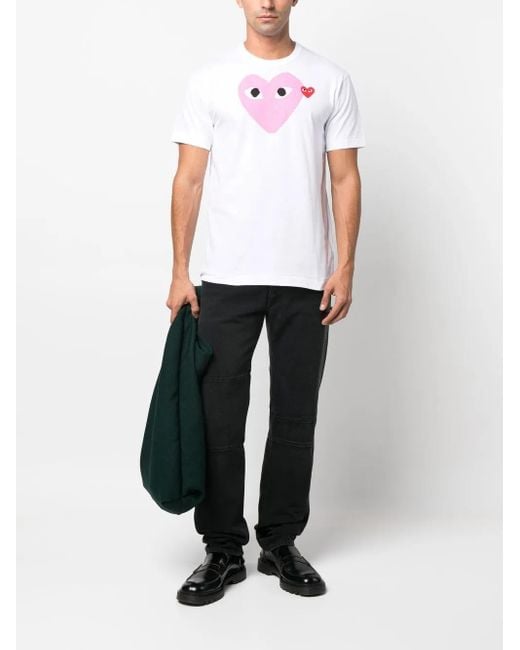 メンズ COMME DES GARÇONS PLAY プリント Tシャツ Pink