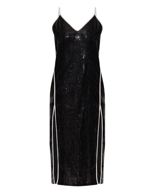 Palm Angels Black Sequinned Split-Detail Mini Dress