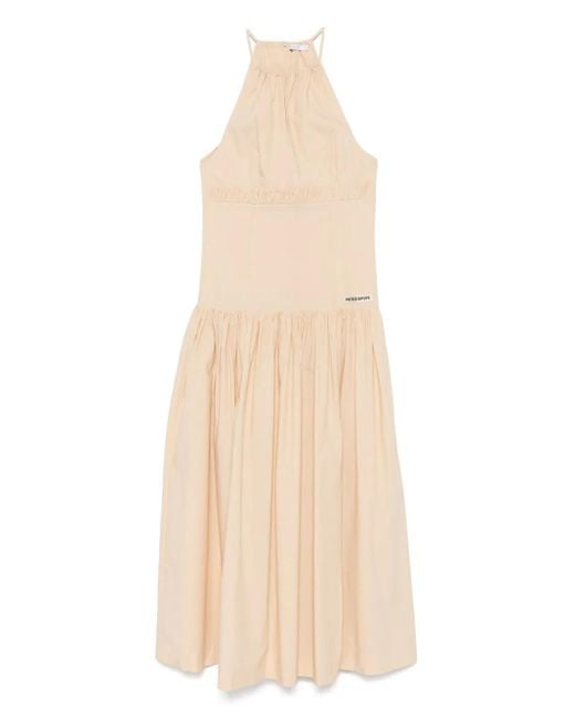 Patrizia Pepe Natural Maxikleid Mit Logo-Patch