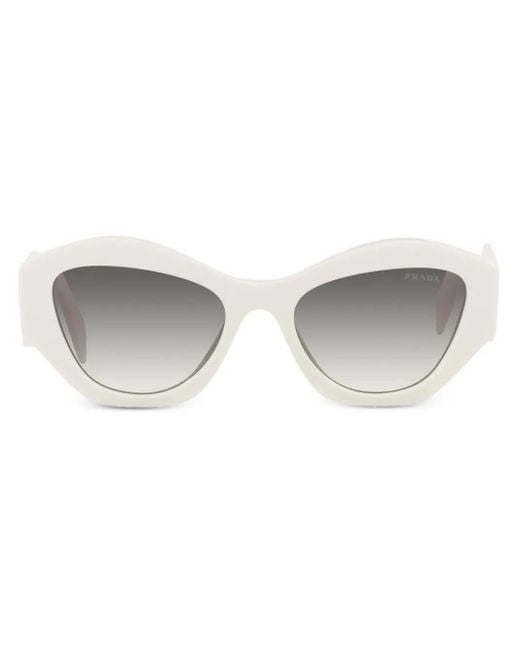Prada Gray Curved Cat-Eye Frame Sunglasses