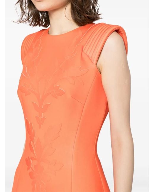 Saiid Kobeisy Orange Robe Longue À Fleurs